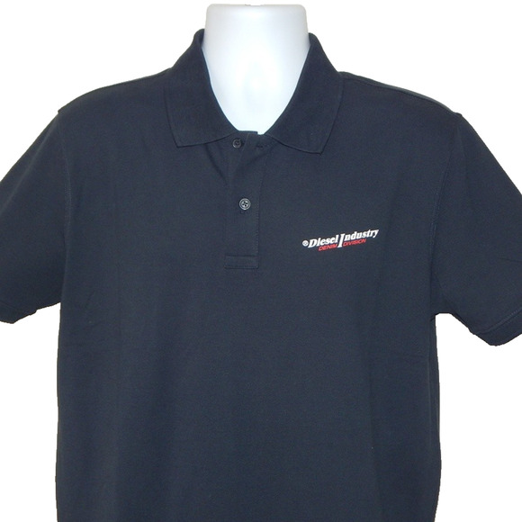 NWT Men Premium DIESEL T-SMITH-IND Cotton Pique Polo Shirt Dark Blue Size XL - Picture 2 of 5